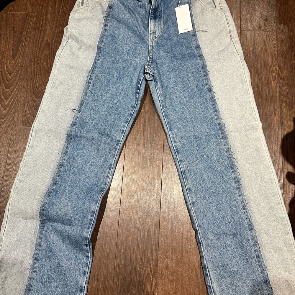 Mango High Rise Two-Tone Jeans